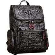 Genuine Leather Backpack Crocodile Pattern