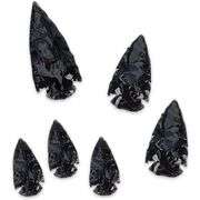 6 Black Obsidian Arrowhead Collection