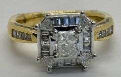 14K Two-Tone Gold Princess Cut Diamond Ring