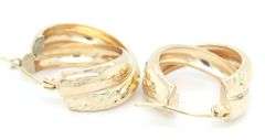 14kt Yellow gold diamond cut hoop earrings