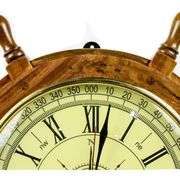 18" Nautical Ship Wheel Clock with Compass