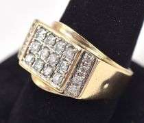 Handsome 10K Yellow Gold Diamond Cluster Men's Ring