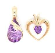 Pretty Pair of 14K YG Amethyst Pendants