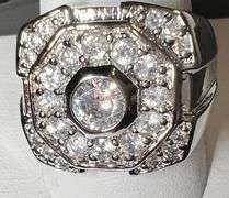 Men's 14 Kt White Gold Plate 7.25 Ctw Lab Simulated Diamond Ring