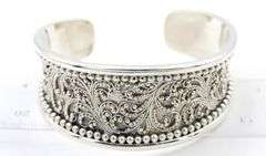 Lois Hill silver wide cuff bangle in 925 sterling silver