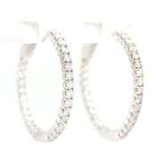 14kt White gold 1ctw diamond in out hoop earrings