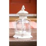 Rustic White Metal Candle Lantern