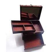3-Layer Retro Wooden Jewelry Box with Mirror