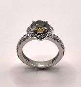 Dazzling 3.4 Ct VVs1 Golden Amber Green Lab Diamond Ring