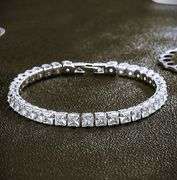 Sparkling Classy 14 Kt White Gold Plated Sparkling Lab Princess Cut  Simulated Diamond Tennis Bracel