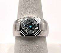 Men's Sparkling 2.52 Ct Ice Blue Fire Moissanite Ring