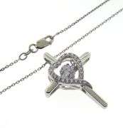 925 Sterling Silver Heart Shaped Cross Necklace