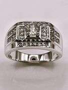 Men's Dynamic 14 Kt White Gold Plate 3.85 Cttw Lab Simulated Diamond Ring.