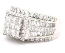 14kt White gold Invisible set diamond cluster ring