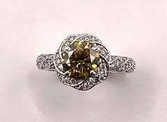 Dazzling 3.4 Ct VVs1 Golden Amber Green Lab Diamond Ring