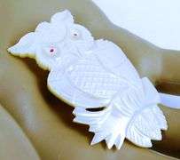Vintage Large Mother of Pearl Owl Pin