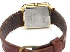 Citizen rectangular burgundy dial and leather strap quartz watch