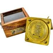 Sailor's Brass Sundial Compass with Box