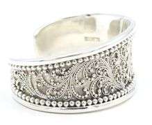 Lois Hill silver wide cuff bangle in 925 sterling silver