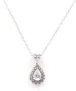 Vintage 925 sterling silver pear shaped Cubic Zirconoa halo pendant on chain