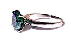 14 Kt White Gold Plate 5.05 Ct Deep Emerald Green VVs1 Fire Moissanite Ring