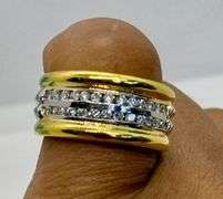 18K Yellow Gold & Platinum Princess Cut Diamond Wedding Band