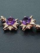 Star Burst Natural Amethyst 14 Kt Rose Gold Plated Earrings