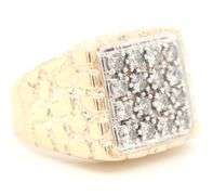 Flashy Man's Diamond Cluster Nugget Ring
