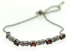 Sterling Silver Garnet and Cubic Zirconia Bracelet