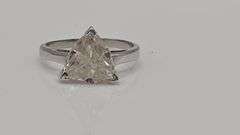 Rare 3.85 Ct VVs1 Trillion Cut Lab Simulated Diamond Ring