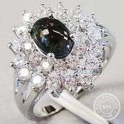 GENUINE ETHIOPIAN BLACK OPAL & CZ 0.50 CT GENUINE BLACK ETHIOPIAN OPAL 925 STERLING SILVER RING