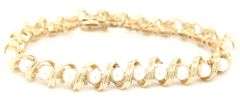 14kt Yellow gold 4.5mm white freshwater pearl swirl bracelet