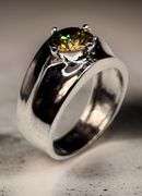 Beautiful 2.5 Ct VVs1 Golden Amber Green Lab Diamond Ring