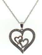 925 Sterling Silver Heart Shaped Pendant on Chain