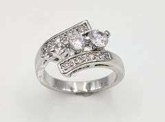 Dazzling 14 Kt White Gold Plated 2.5 Ct. Lab Simulated Diamond Ring