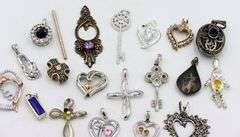 Group lot of Vintage 925 sterling silver pendants