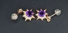 Star Burst Natural Amethyst 14 Kt Rose Gold Plated Earrings