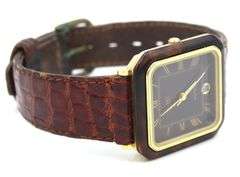 Citizen rectangular burgundy dial and leather strap quartz watch