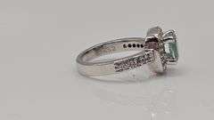 14 Kt White Gold Plated Sparkling 2.25 Ct White Ice Green Lab Simulated Diamond Ring