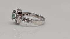 14 Kt White Gold Plated Sparkling 2.25 Ct White Ice Green Lab Simulated Diamond Ring
