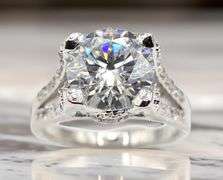 14 Kt White Gold Plate Sparkling 5.75 CT Lab Simulated Diamond  Engagement Ring