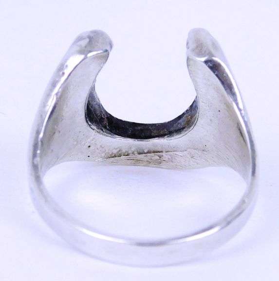 Vintage Sterling Turquoise Horseshoe Ring, 9.5