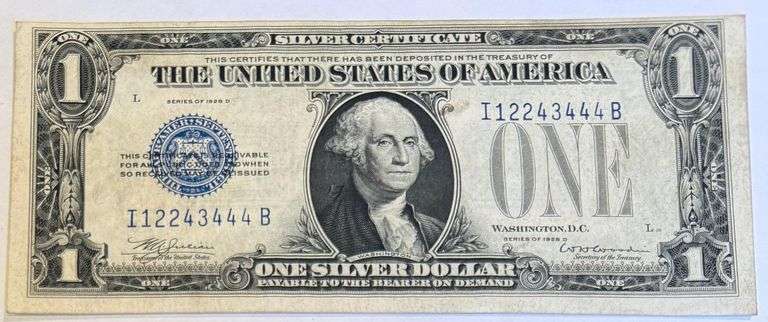 1928 D Funny Back Unc $1 Silver Certificate