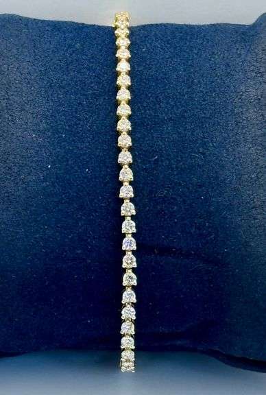 14K Yellow Gold Tennis Lab Diamond Bracelet