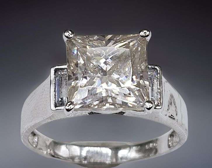 Huge 5 Ct VVS1 Princess Cut Lab Simulated Diamond Ring