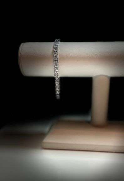 Dazzling 14 Kt White Gold Plated Simulated  Diamond Princess Cut Tennis Bracelet