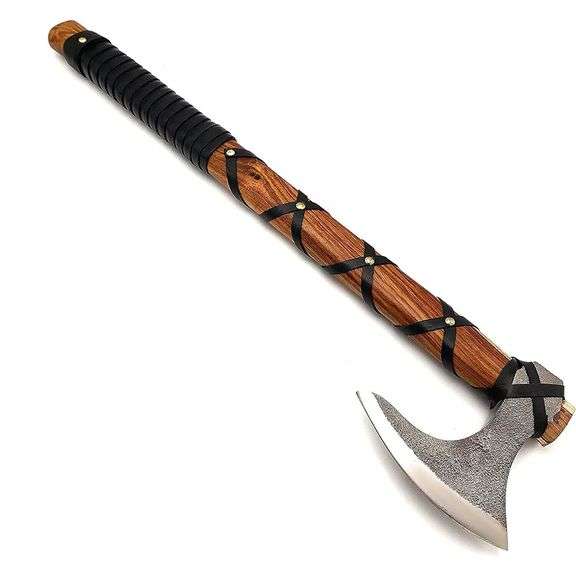 Norse Viking Bearded Axe with Leather Sheath