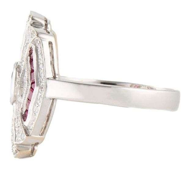 Le Vian 1.37ctw Rubies and 0.63ctw Diamond Art Deco Cocktail Ring in 18K