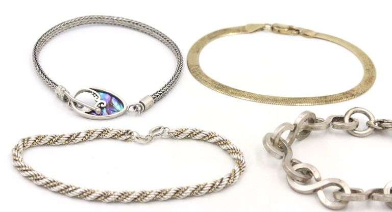 Group lot of 5 Vintage 925 sterling silver bracelets