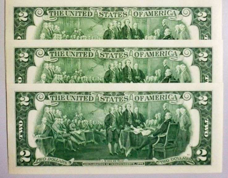 (3) Superb Crisp 2017A $2 Star Notes San Francisco-With Consecutive Low Serial Numbers!